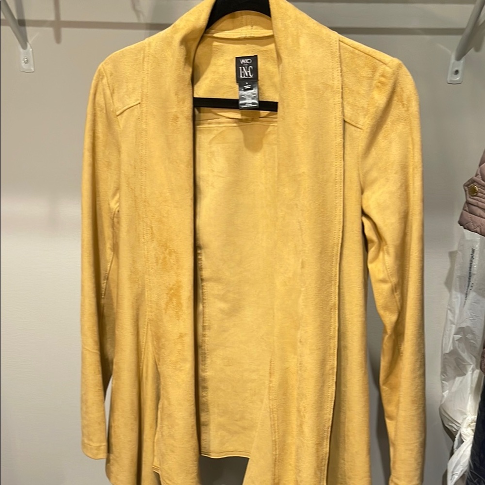 INC International Concepts Yellow Blazer Open Front Lightweight